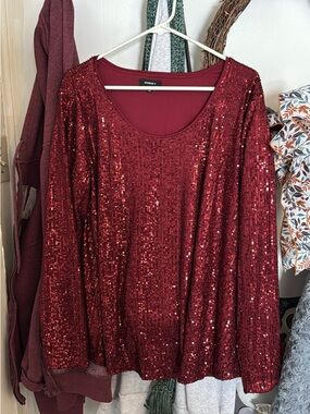 Studio Y Wine Red V-Neck Blouse